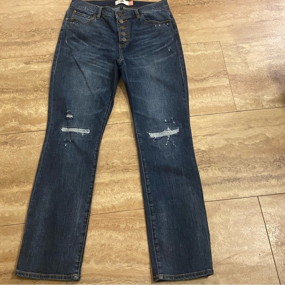 CAbi Denim - Cabi Button Fly Straight Leg Jeans Women’s 8 Denim Blue Stretch Mid Rise